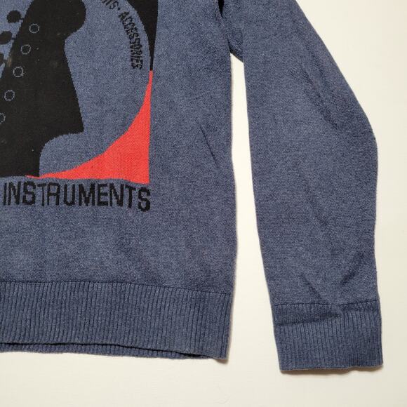 Fender Guitar Lucky Brand Logo Sweatshirt Medium Sweater Men's Blue Long Sleeve - Picture 5 of 10